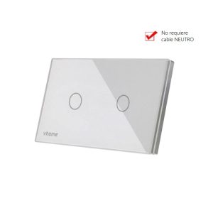 Interruptor Wifi RF Live SN Sin Neutro Touch 2 Canales Blanco