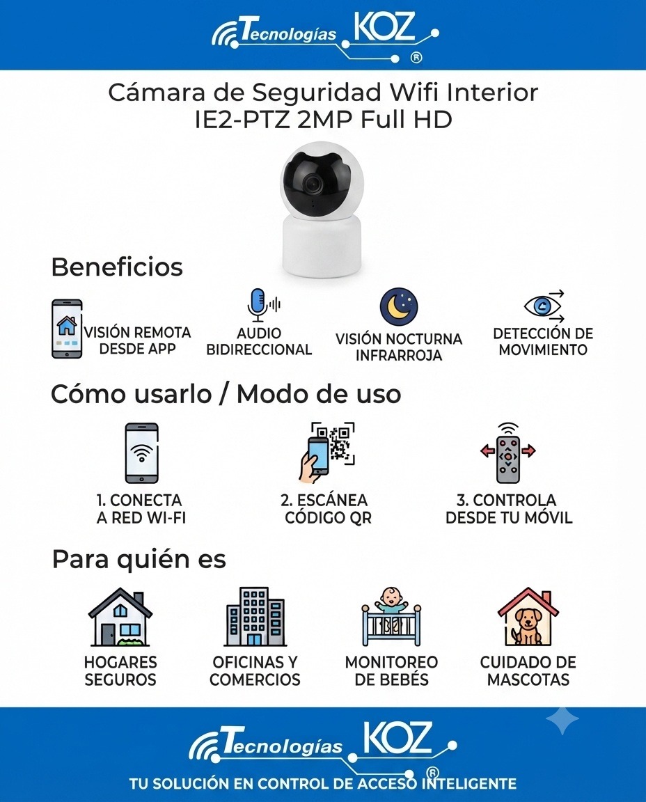 Cámara de Seguridad Wifi Interior Vhome IE2-PTZ 2MP Full HD - Imagen 4