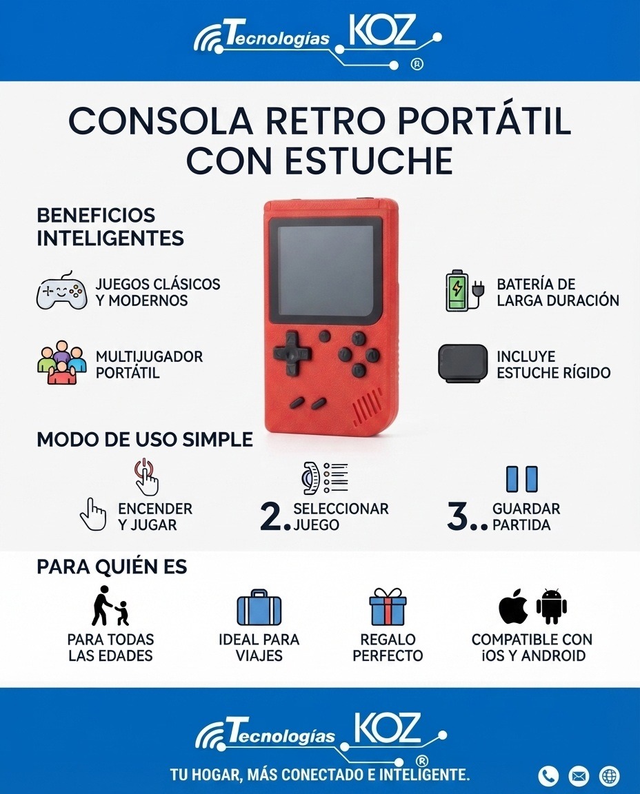 Consola Retro Portátil con Estuche - 500 Juegos Clásicos Incorporados - Imagen 4