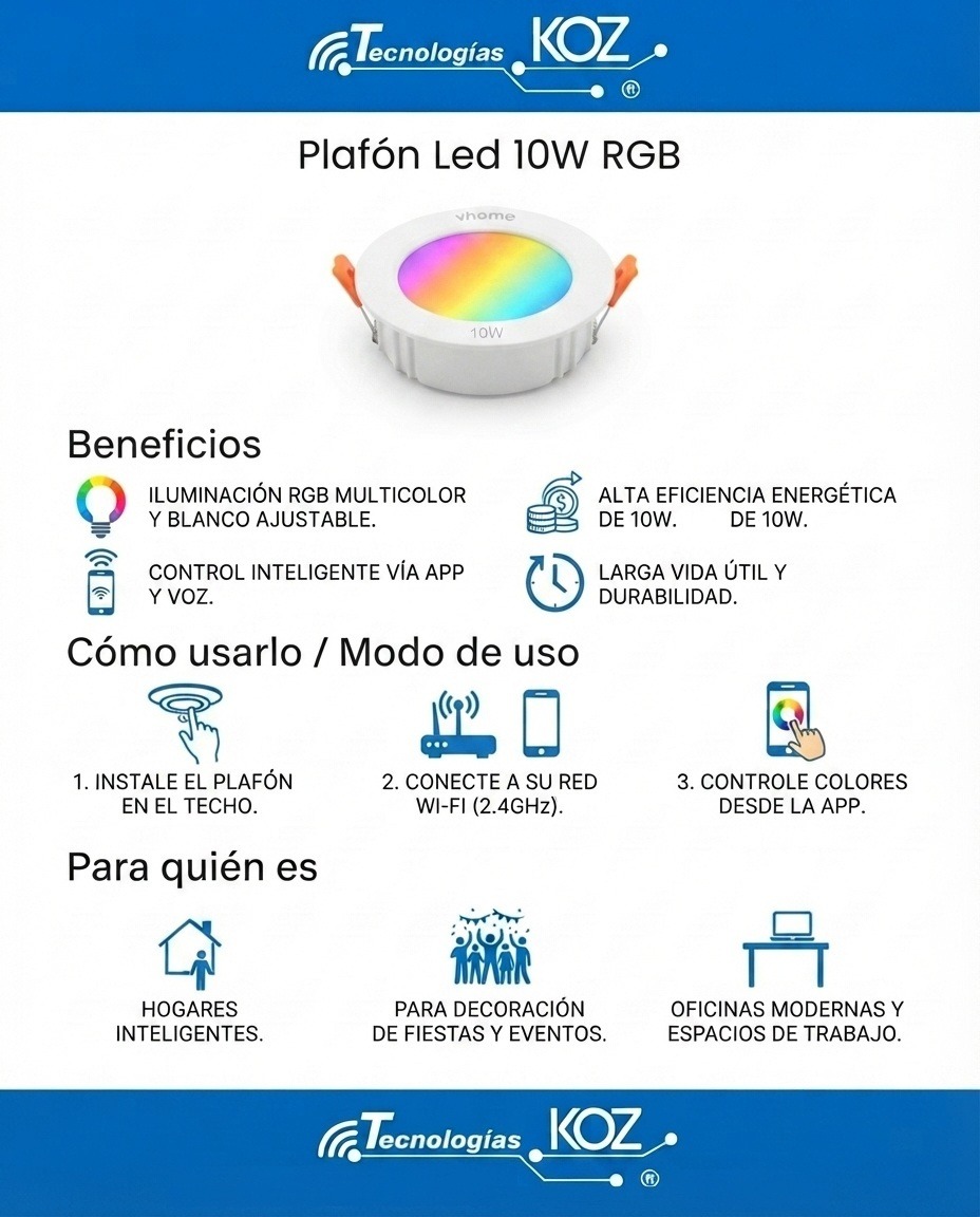 Plafón Led 10W RGB Smart Life Wifi embutido - Imagen 4