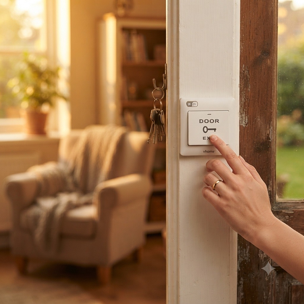 Botón de Salida Inteligente Wi-Fi Vhome | Pulsador para Portón y Chapa Eléctrica (Compatible con Alexa y Google Home) - Imagen 3