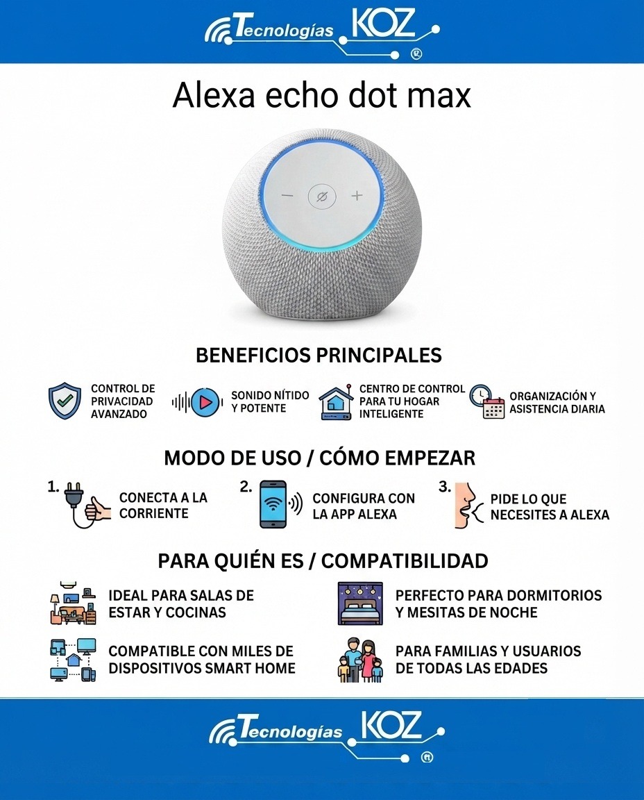 Amazon Echo Dot Max (Modelo 2025) - Parlante Inteligente Alexa con Sonido Premium y Hub Integrado - Imagen 4